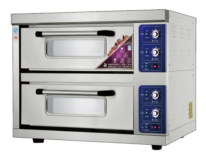 2 Dek 2 Nampan Stainless Steel Listrik Baking Ovens Laminated-Type Fitur Penghematan Energi Kisaran Suhu 20 ~ 300 ° C