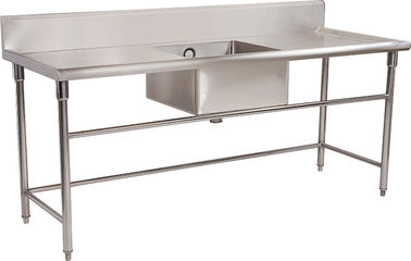 Commercial Restaurant Stainless Steel Catering Equipment / Meja Kerja Dengan Sink