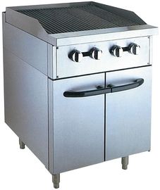 Stainless Steel 380V Gas Lava Rock Grill Dengan Kabinet 12kW Untuk Peralatan Dapur