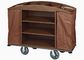 Brown Hotel Room Service Trolleys dengan 6 Inches PPR Casters Heavy Duty Linen Bags