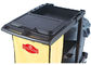 Black Plastic Cleaning Cart dengan 3 Rak dan Yellow Vinyl Bag 4 &amp;#39;&amp;#39; Non-Menandai Kastor dan 8 Roda Belakang