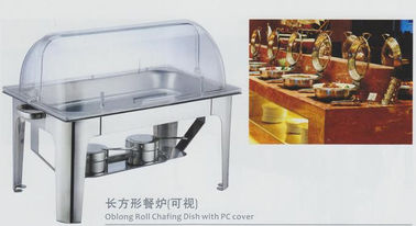 Restaurant Stainless Steel cookwares Oblong Gulung Chafing Dish Dengan PC Penutup