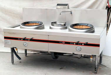 Stainless Steel 550W 2 Burner Commercial Kitchen Peralatan / Gas Kompor Memasak
