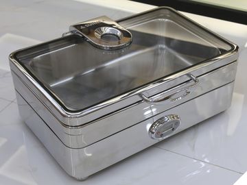 Listrik Rectangular Chafer Stainless Steel Cookwares Digital - display Suhu 1/1 GN Food Pan Mirror Finish