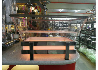 RGB LED Ice Tray dengan Tiriskan Piring, Transparent Acrylic Seafood Salmon Buffet Display Station