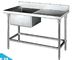 Catering Sinks Stainless Steel Single Sink dengan Side Table 1200 * 600 * 800 + 150mm