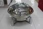 Food Pan Hydraulic Round Chafing Dish Dengan Jendela Kaca / Engsel Mekanis Tutup Dia.36cm 6.8Ltr