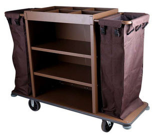 Hotel 3 - Tier Housekeeping Cart,6 " PP Roads Iron Paint Brown Peralatan Layanan Kamar
