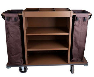 Hotel 3 - Tier Housekeeping Cart,6 " PP Roads Iron Paint Brown Peralatan Layanan Kamar