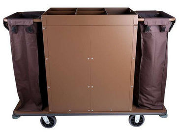 Hotel 3 - Tier Housekeeping Cart,6 " PP Roads Iron Paint Brown Peralatan Layanan Kamar